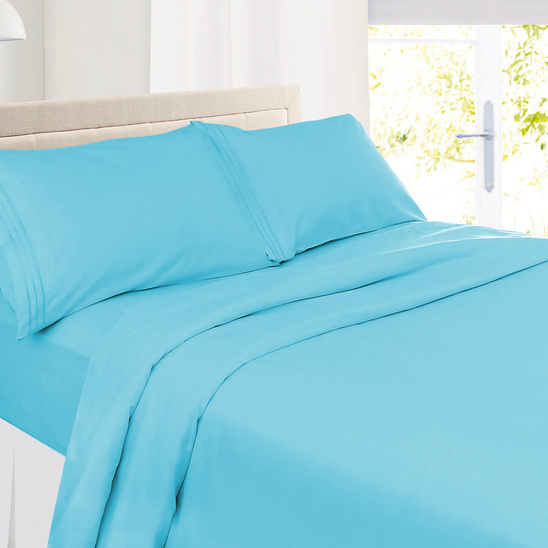Clara Clark Bed Sheets Set, 1800 Series Deep Pocket Soft Microfiber Sheet Set (Blue Haven)