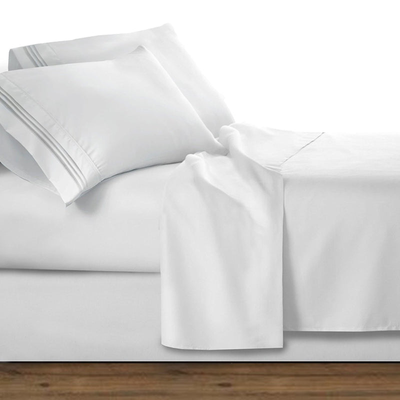 Clara Clark Bed Sheets Set, 1800 Series Deep Pocket Soft Microfiber Sheet Set (White)