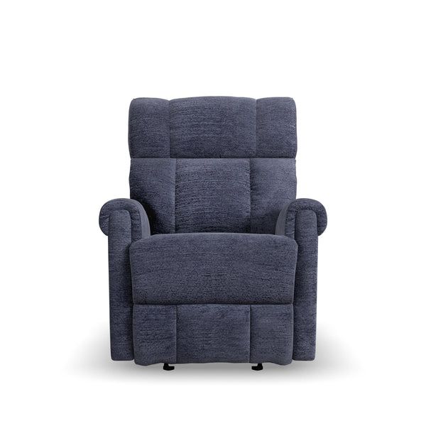 Flexsteel Perfect Match Classic Nocturne Blue Fabric Power Gliding Recliner with Power Headrest & Lumbar