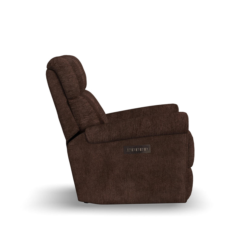 Flexsteel Perfect Match Classic Buffalo Brown Fabric Power Gliding Recliner with Power Headrest & Lumbar