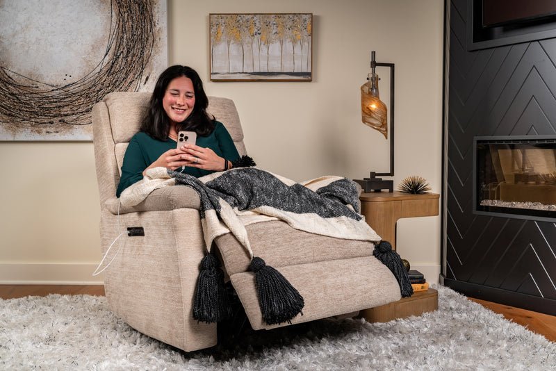 Flexsteel Perfect Match Sophisticated Oat Power Swivel Glider Recliner