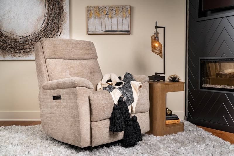 Flexsteel Perfect Match Sophisticated Oat Power Swivel Glider Recliner