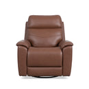 Flexsteel Perfect Match Refined Leather Power Swivel Gliding Recliner with Power Headrest & Lumbar in Hickory
