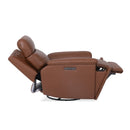 Flexsteel Perfect Match Refined Leather Power Swivel Gliding Recliner with Power Headrest & Lumbar in Hickory