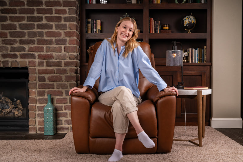 Flexsteel Perfect Match Refined Hickory Leather Swivel Glider Recliner