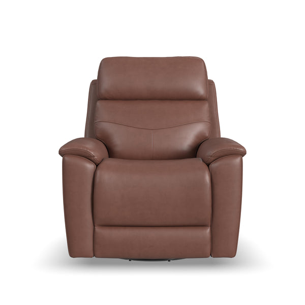 Flexsteel Perfect Match Refined Hickory Leather Swivel Glider Recliner