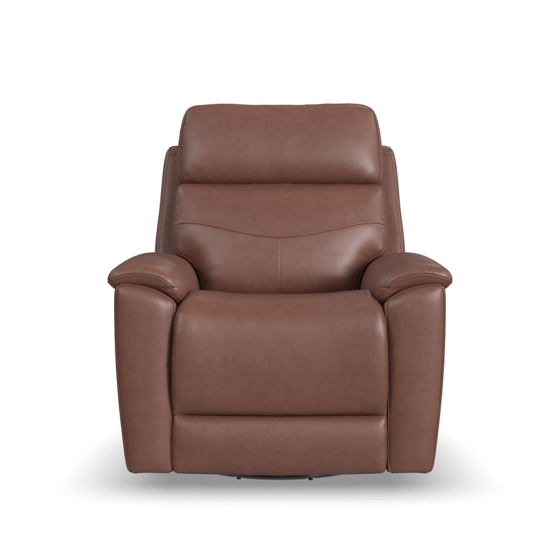 Flexsteel Perfect Match Refined Hickory Leather Swivel Glider Recliner