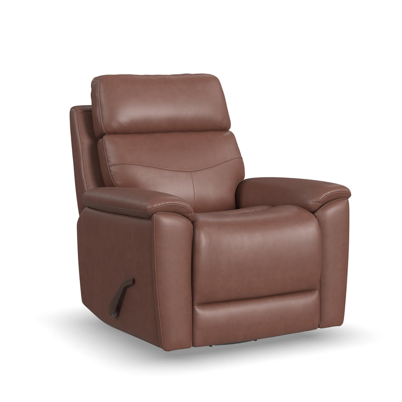 Flexsteel Perfect Match Refined Hickory Leather Swivel Glider Recliner