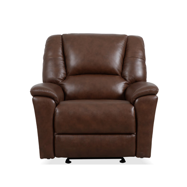 Flexsteel Perfect Match Plush Leather Power Gliding Recliner with Power Headrest & Lumbar in Tavern Brown