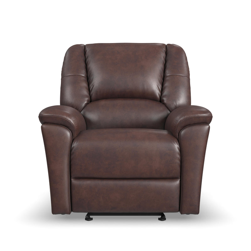 Flexsteel Perfect Match Plush Leather Tavern Brown Glider Recliner