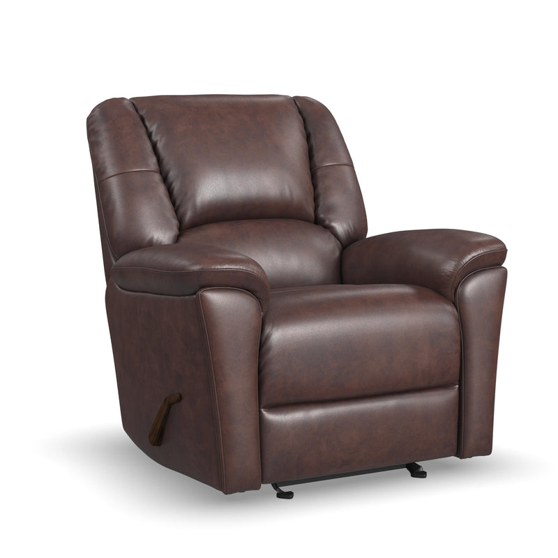Flexsteel Perfect Match Plush Leather Tavern Brown Glider Recliner