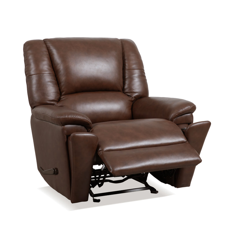 Flexsteel Perfect Match Plush Leather Tavern Brown Glider Recliner