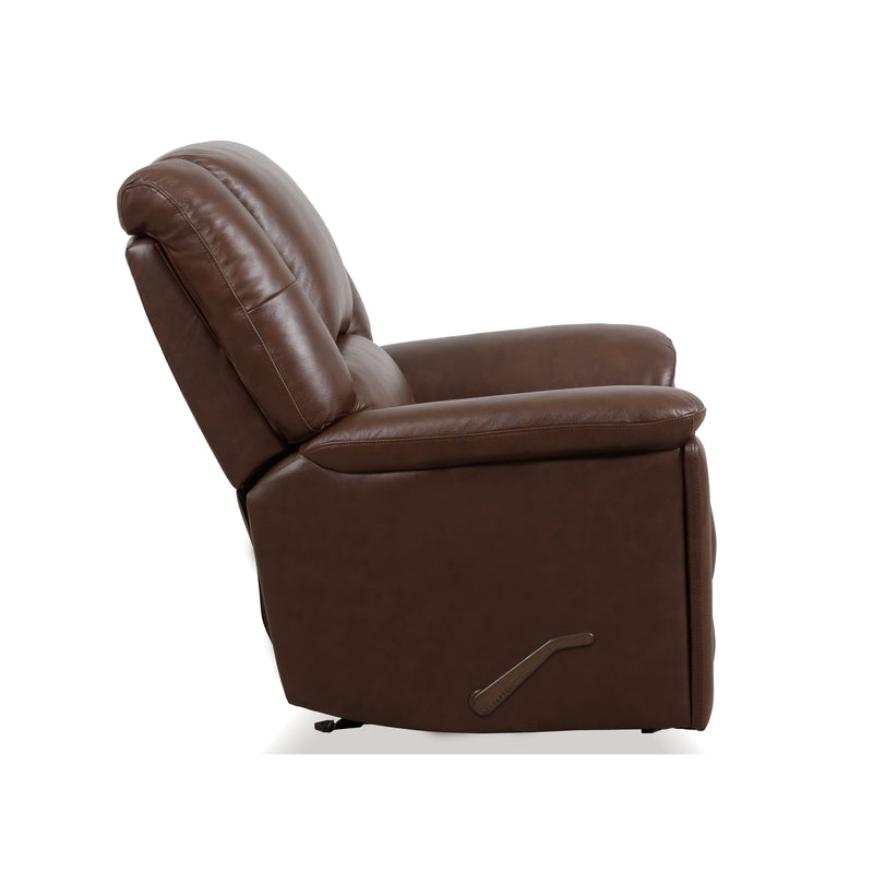 Flexsteel Perfect Match Plush Leather Tavern Brown Glider Recliner