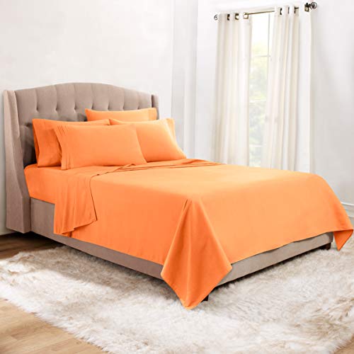 Clara Clark Bed Sheets Set, 1800 Series Deep Pocket Soft Microfiber Sheet Set (Apricot Orange)
