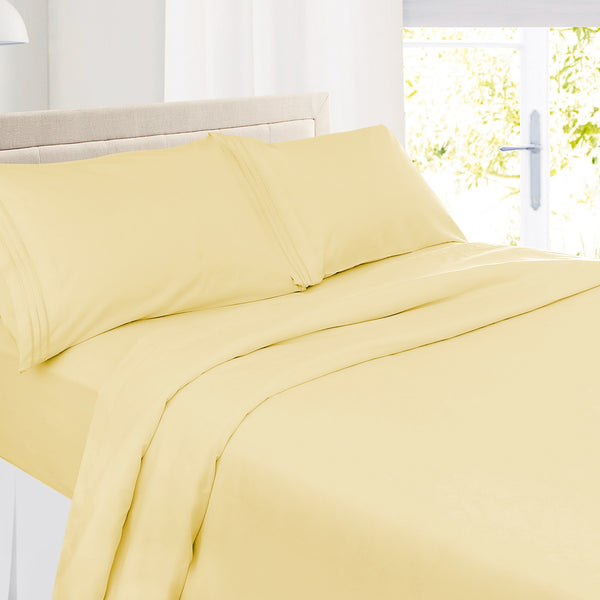 Clara Clark Bed Sheets Set, 1800 Series Deep Pocket Soft Microfiber Sheet Set (Mellow Yellow)