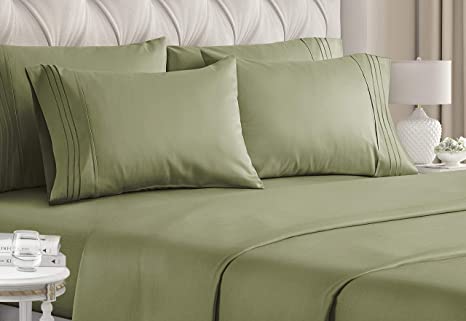 Clara Clark Bed Sheets Set, 1800 Series Deep Pocket Soft Microfiber Sheet Set (Sage Green)