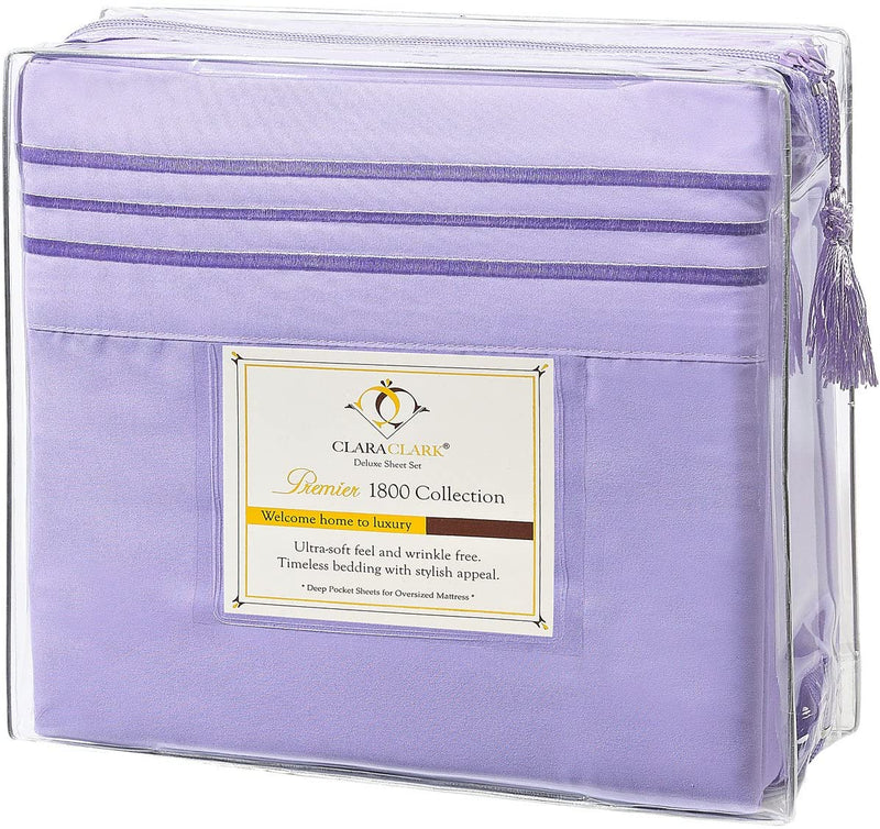 Clara Clark Bed Sheets Set, 1800 Series Deep Pocket Soft Microfiber Sheet Set (Lavender)
