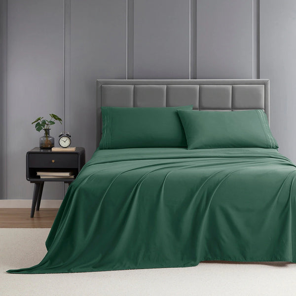 Clara Clark Bed Sheets Set, 1800 Series Deep Pocket Soft Microfiber Sheet Set (Hunter Green)