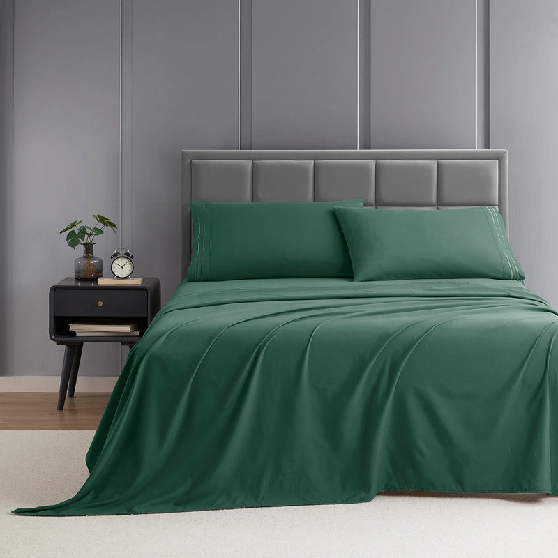 Clara Clark Bed Sheets Set, 1800 Series Deep Pocket Soft Microfiber Sheet Set (Hunter Green)