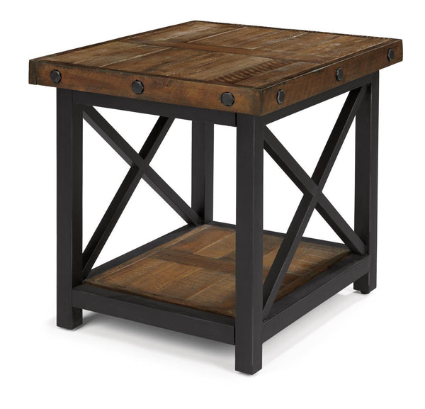Flexsteel Carpenter Lamp Table in Rustic Brown