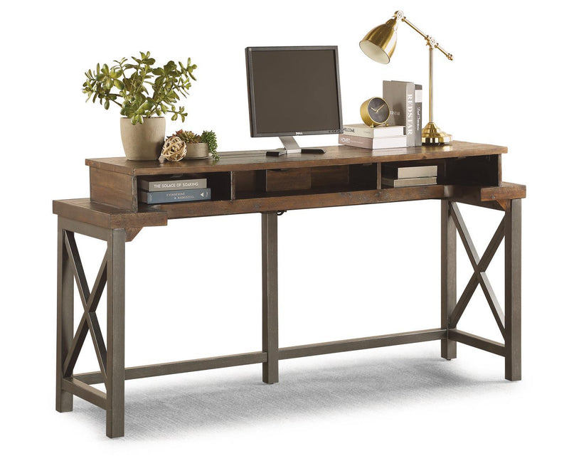 Flexsteel Carpenter Work Console in Rustic Brown