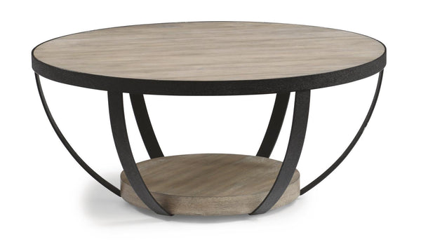Flexsteel Compass Round Cocktail Table in Gray/Black