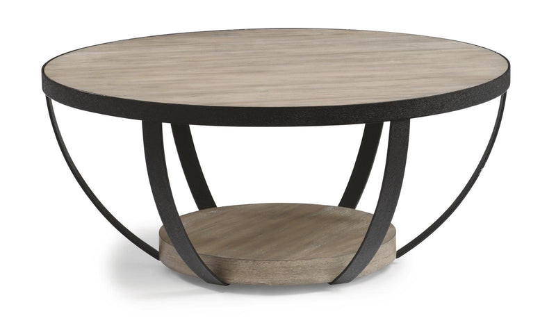 Flexsteel Compass Round Cocktail Table in Gray/Black