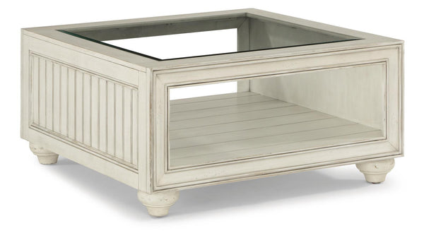Flexsteel Harmony Square Cocktail Table with Casters in White