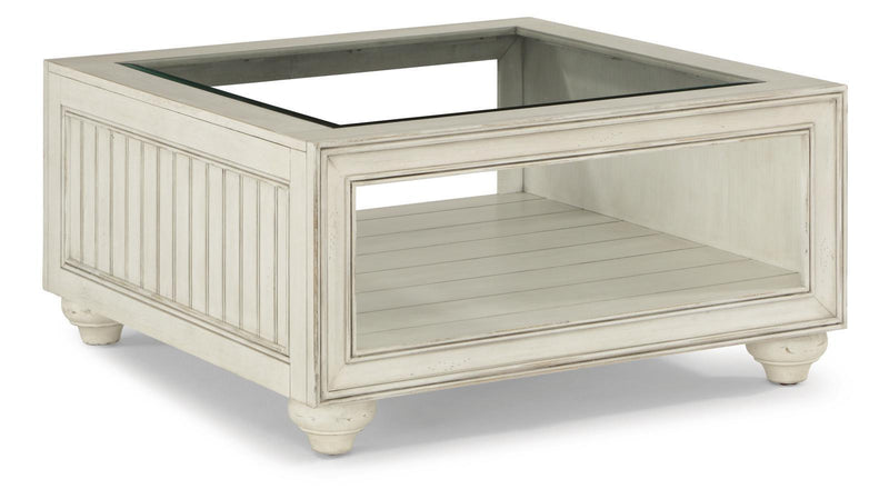 Flexsteel Harmony Square Cocktail Table with Casters in White