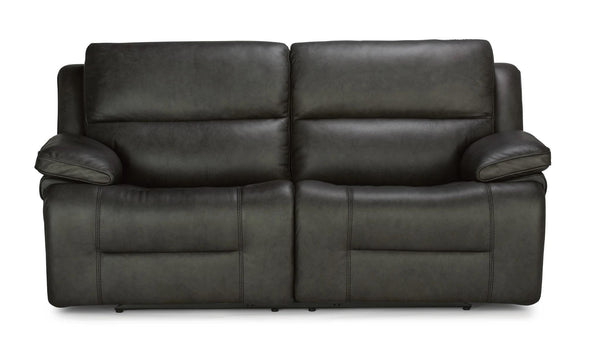 Flexsteel Latitudes Apollo Leather Power Reclining Sofa w/Power Headrests in Black