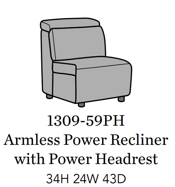 Flexsteel Latitudes Astra Leather Armless Power Recliner w/Power Headrest