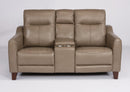 Flexsteel Latitudes Forte Leather Power Reclining Loveseat w/Console & Power Headrests