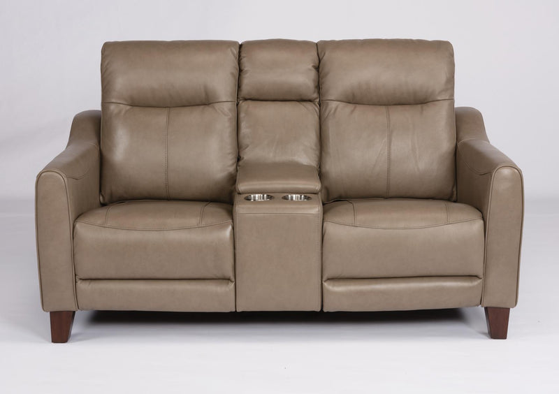 Flexsteel Latitudes Forte Leather Power Reclining Loveseat w/Console & Power Headrests