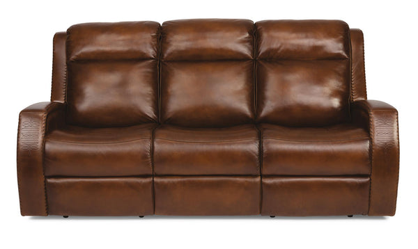 Flexsteel Latitudes Mustang Leather Power Reclining Sofa w/Power Headrests