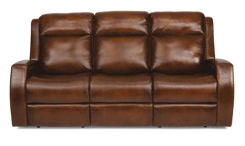 Flexsteel Latitudes Mustang Leather Power Reclining Sofa w/Power Headrests