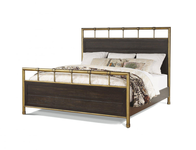 Flexsteel Wynwood Cologne King Metal Panel Bed in Dark Brown