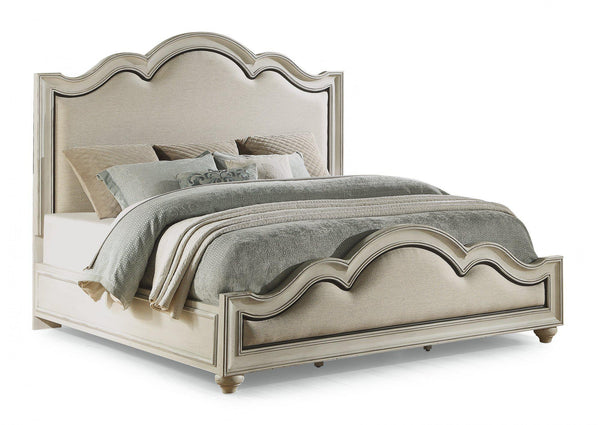 Flexsteel Wynwood Harmony Queen Upholstered Storage Bed in White Wood