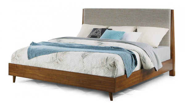 Flexsteel Wynwood Ludwig Upholstered King Platform Bed in Medium Brown