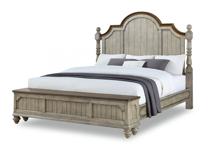 Flexsteel Wynwood Plymouth King Poster Storage Bed in Whitewash Wood