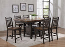 Allwood Rustic Pub Two Tone Dining Table with Shelf and 6 Rustic Two-Tone Barstools (Set of 7)