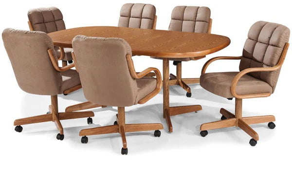 Chromcraft Douglas Oak Edge Top with 18" Leaf Extension with Bucket Swivel Chairs (Set of 5) Group #98B