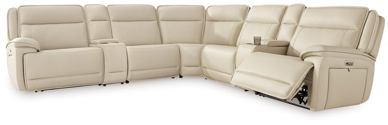 Double Deal Reclining Leather Sectional with 2 Consoles