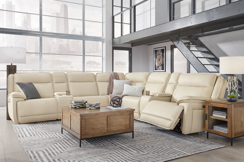 Double Deal Reclining Leather Sectional with 2 Consoles