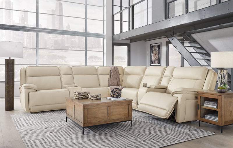 Double Deal Reclining Leather Sectional with 2 Consoles