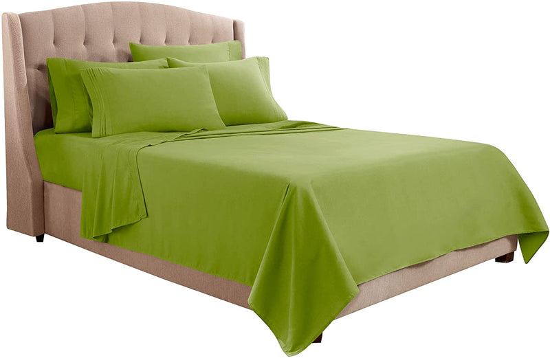 Clara Clark Bed Sheets Set, 1800 Series Deep Pocket Soft Microfiber Sheet Set (Lime)