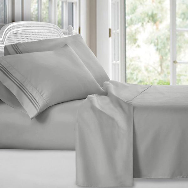 Clara Clark Bed Sheets Set, 1800 Series Deep Pocket Soft Microfiber Sheet Set (Silver)